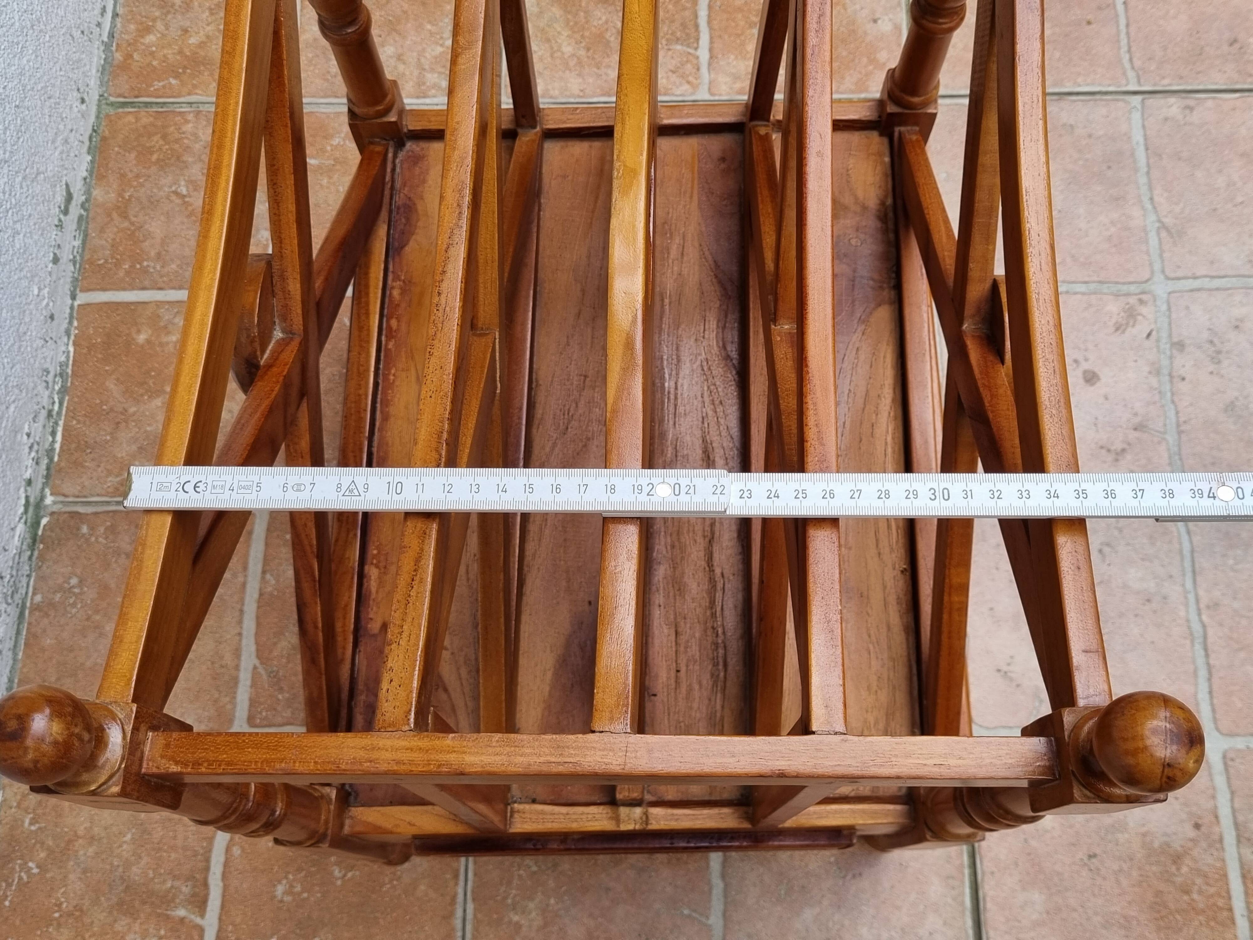 Vintage wooden magazine rack with drawer, English style, 60x45 cm.