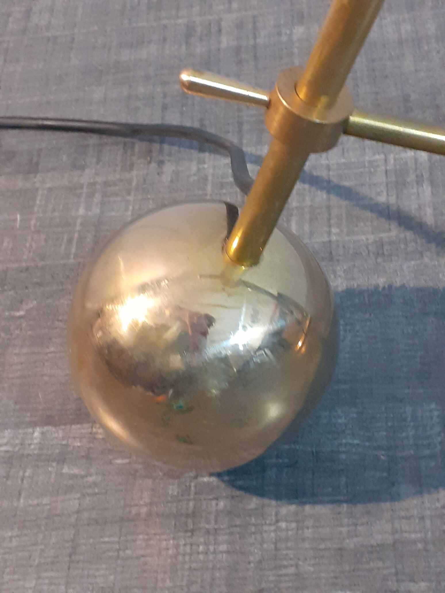 Italian Lamppost in Ball, Brass Spot diabolo double focus, Style 1950s