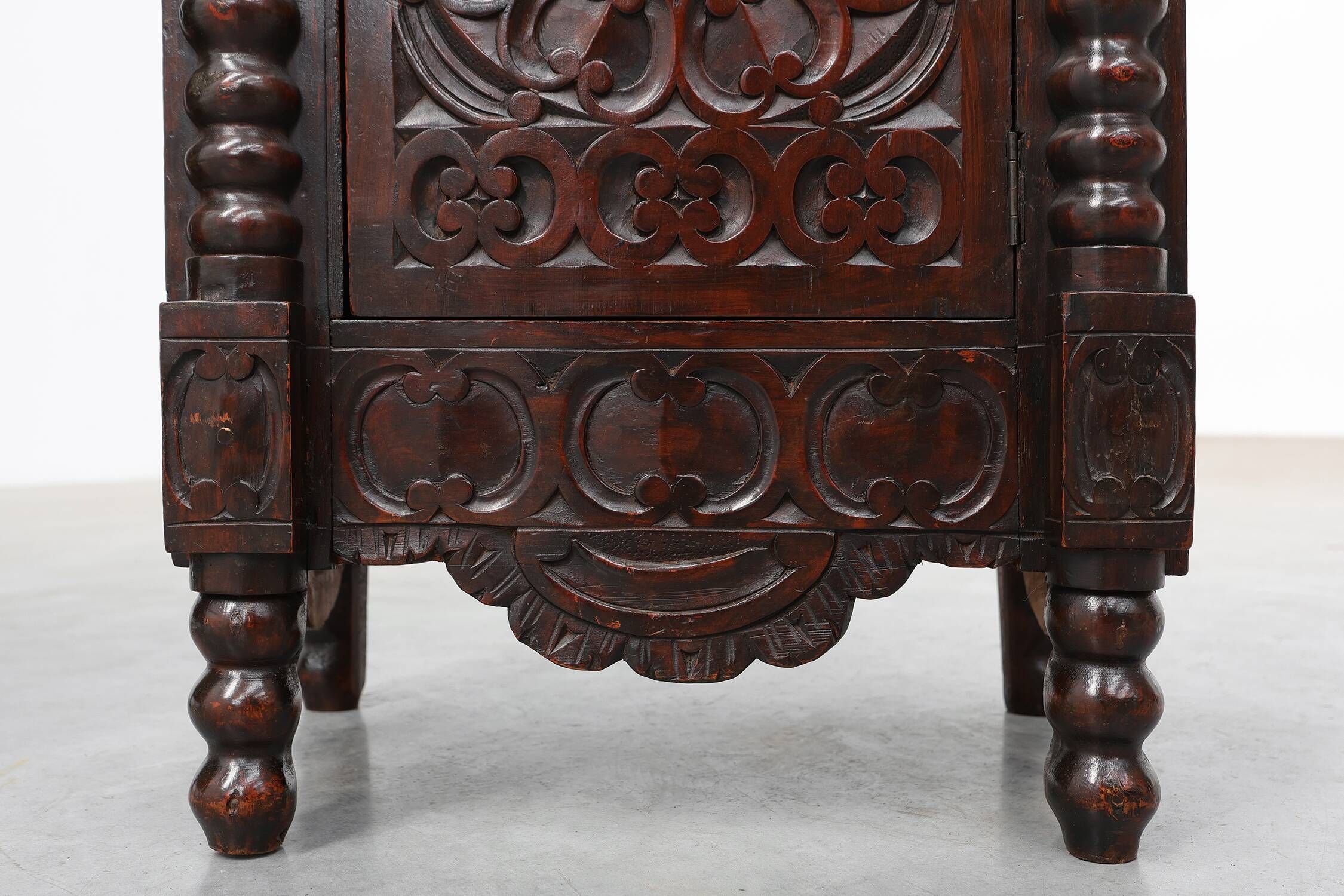 Pair of Breton Carved Oak Bedside Cabinets, France, circa 1900