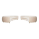 Curved Four-Seat Italian Sofas with Brass Legs and Ivory Bouclé, Set of Two