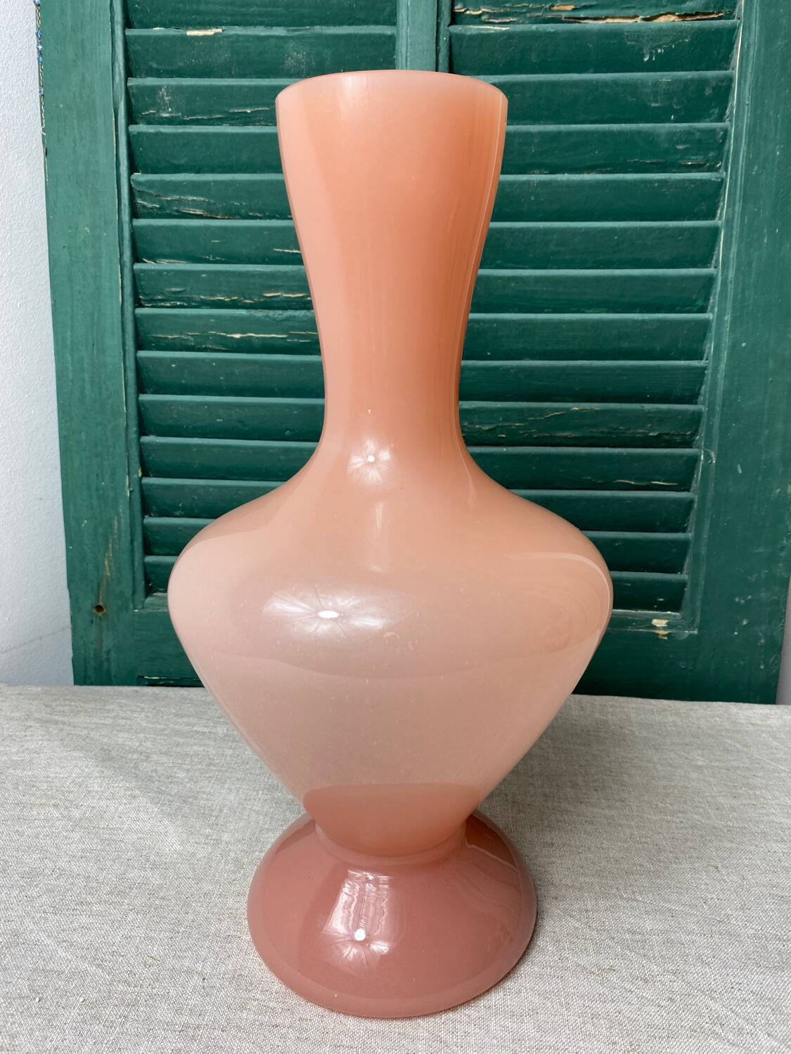 Large pink opaline vase