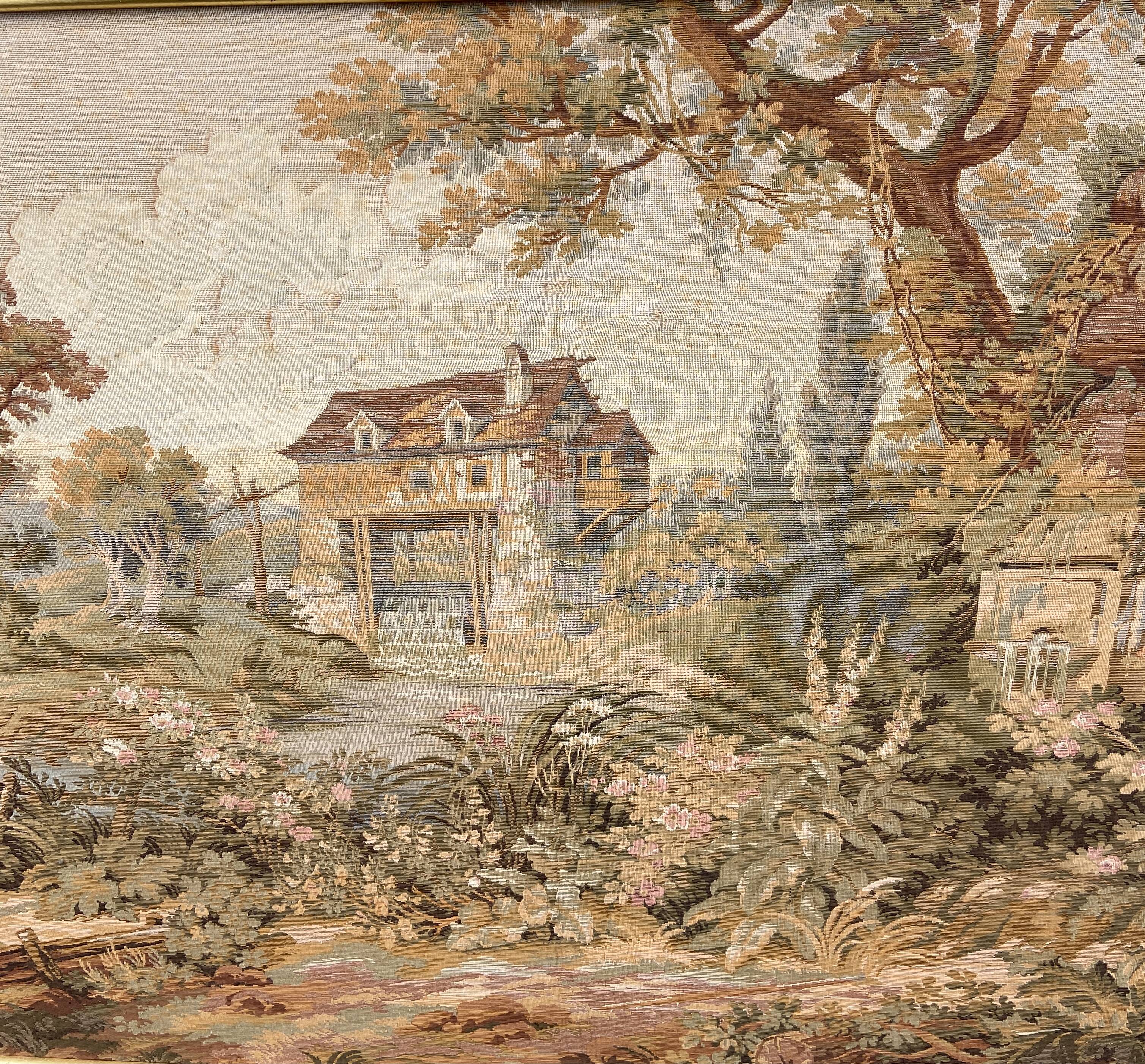 Gobelin French framed wall hanging tapestry AUBUSSON 1950