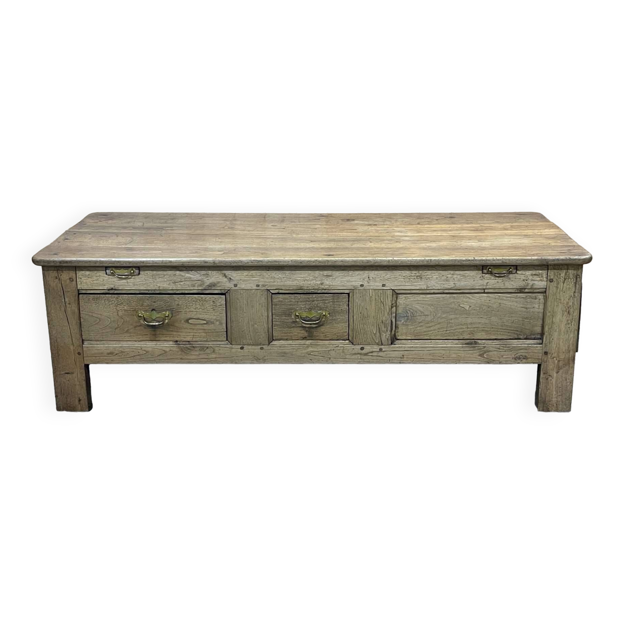 Chestnut coffee table XIXth with 3 drawers and extensions