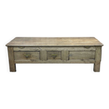 Chestnut coffee table XIXth with 3 drawers and extensions