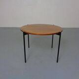 Round teak and steel coffee table from Thonet, 1950s.