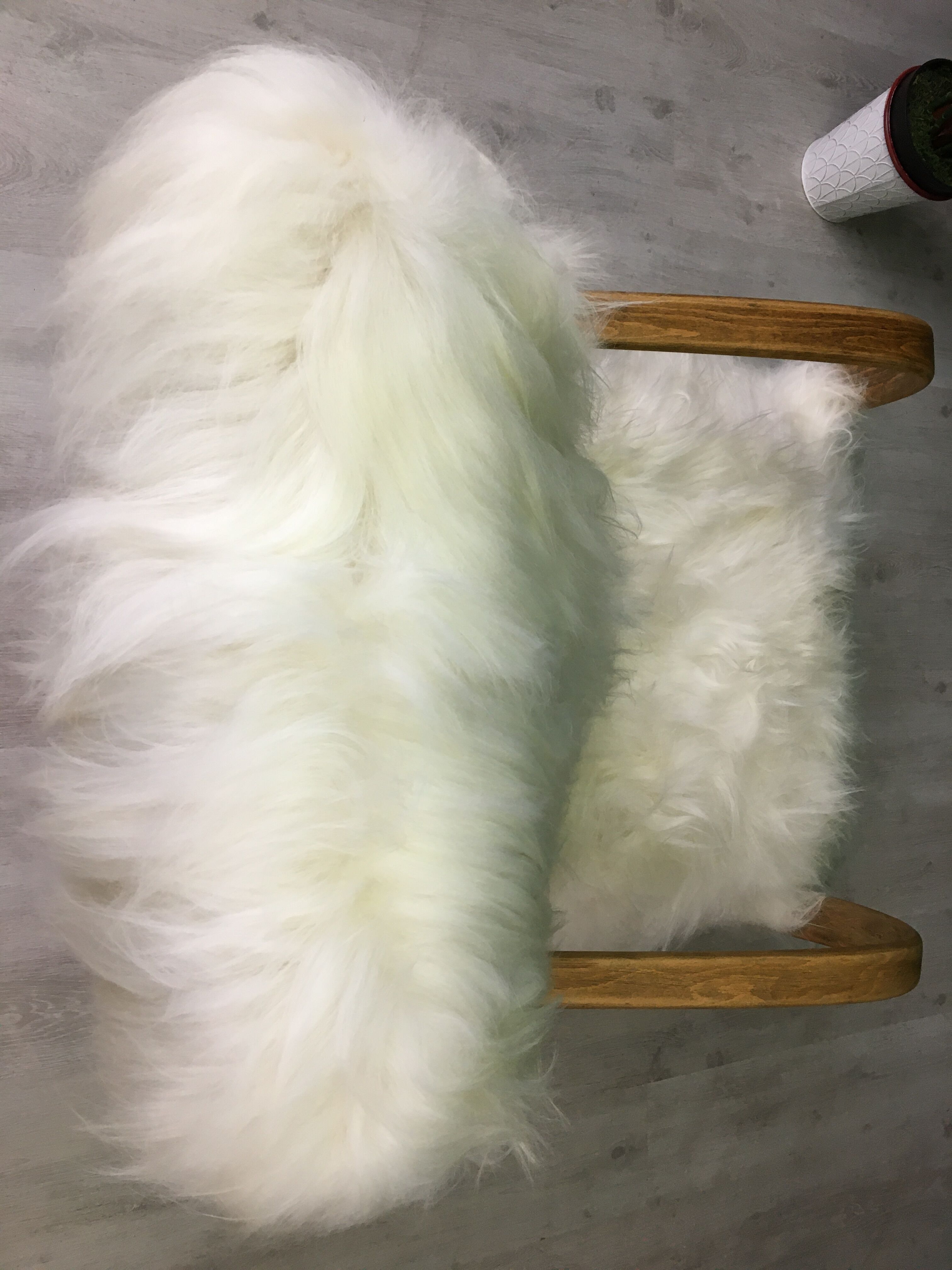 White fluffy sheepskin bentwood armchair halabala