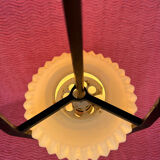 LAMP/IRON SUSPENSION FORGED OPAQUE WHITE GLASS CYLINDRICAL TUBE