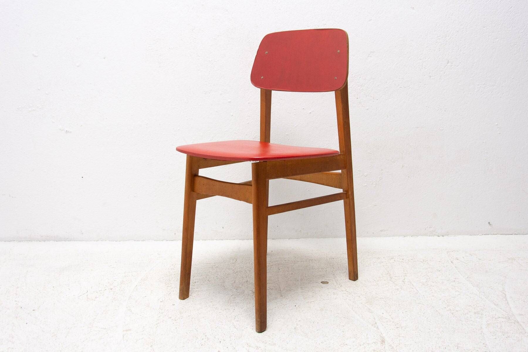 Mid-century colour chair, vintage wooden accent seating, 1960s