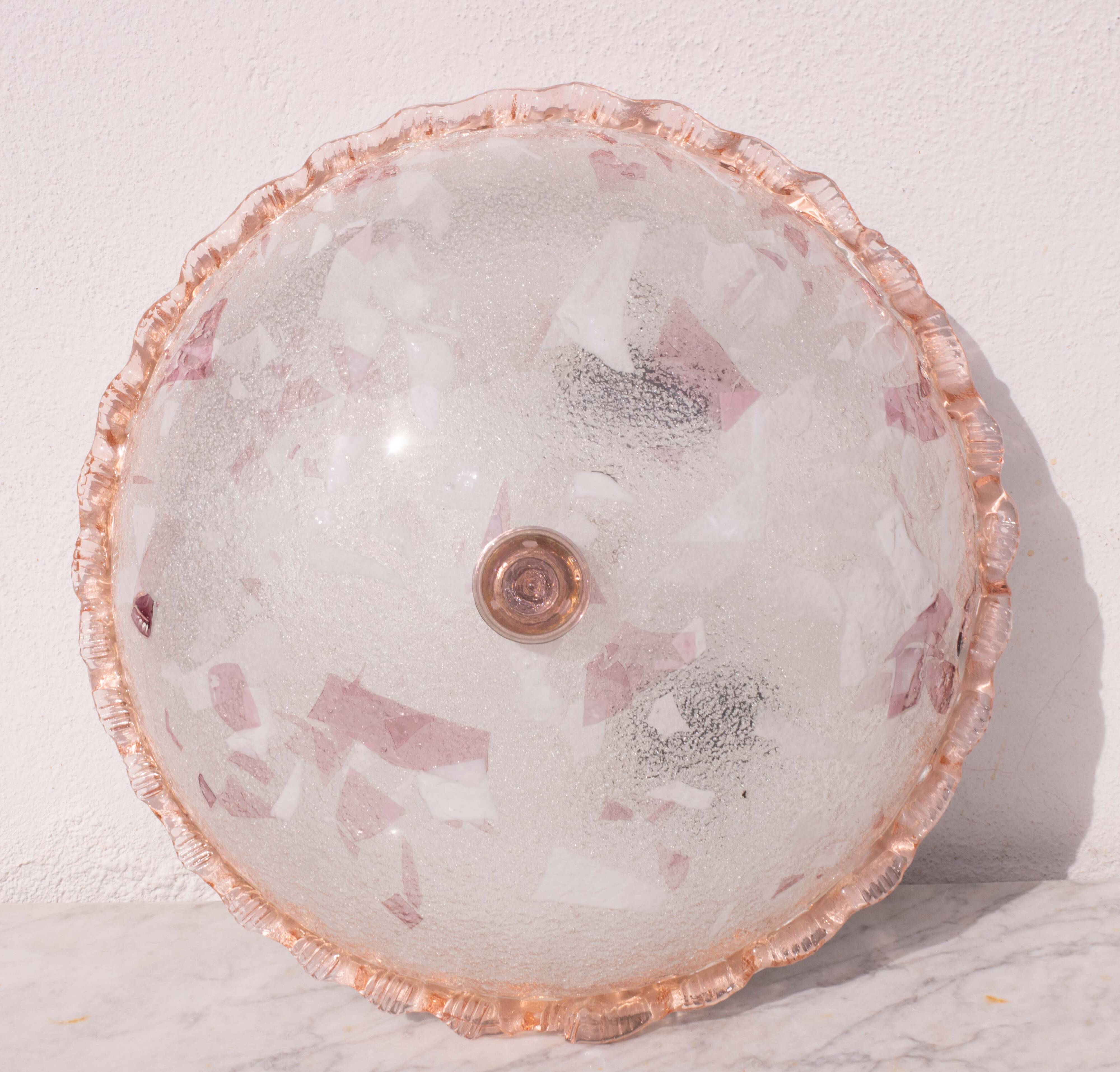 Charming Italian Multicolor and Pink Murano Glass Ceiling Fixture, Murano,