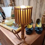 Rattan bedside lamp