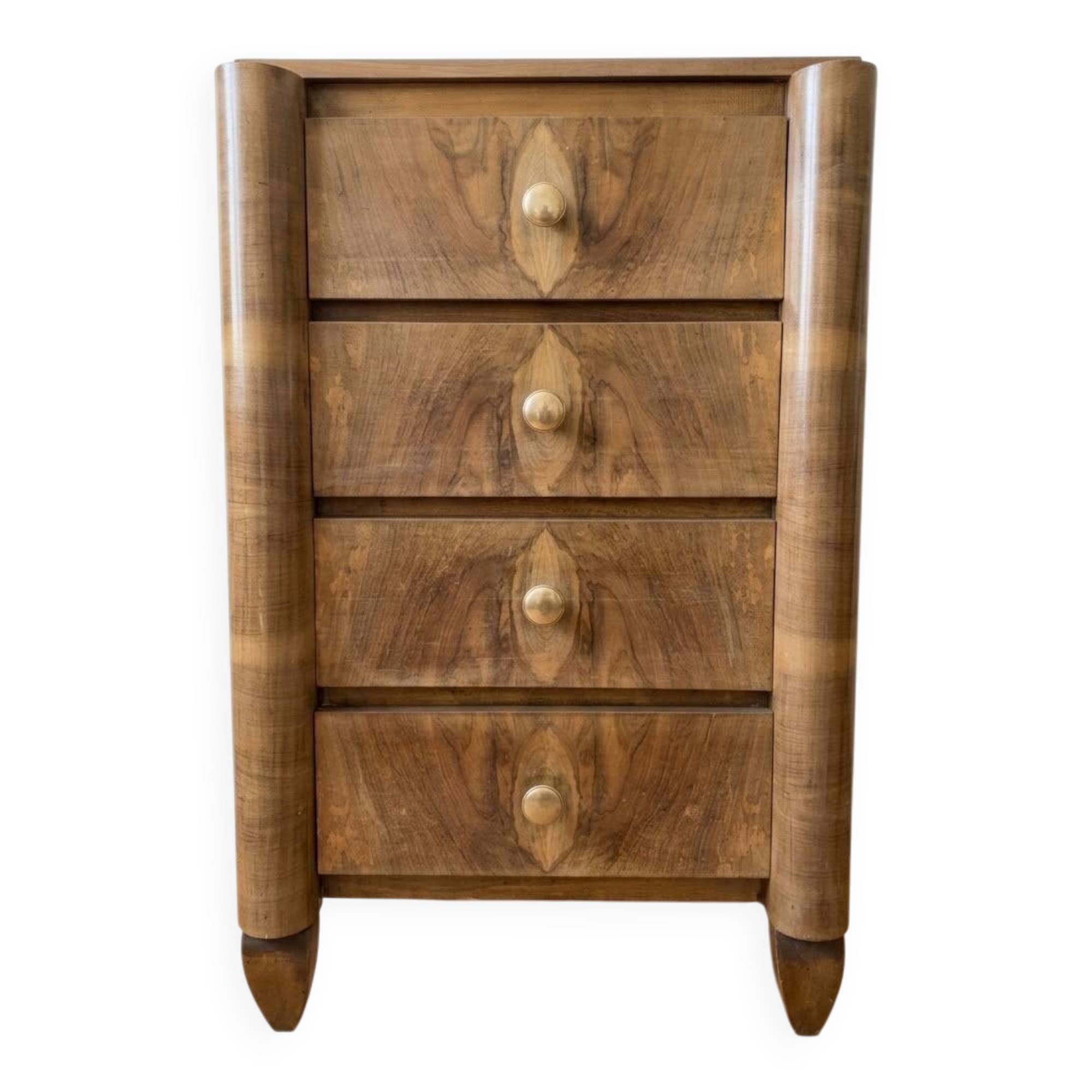 Commode Art Déco ancienne en bois à 4 tiroirs