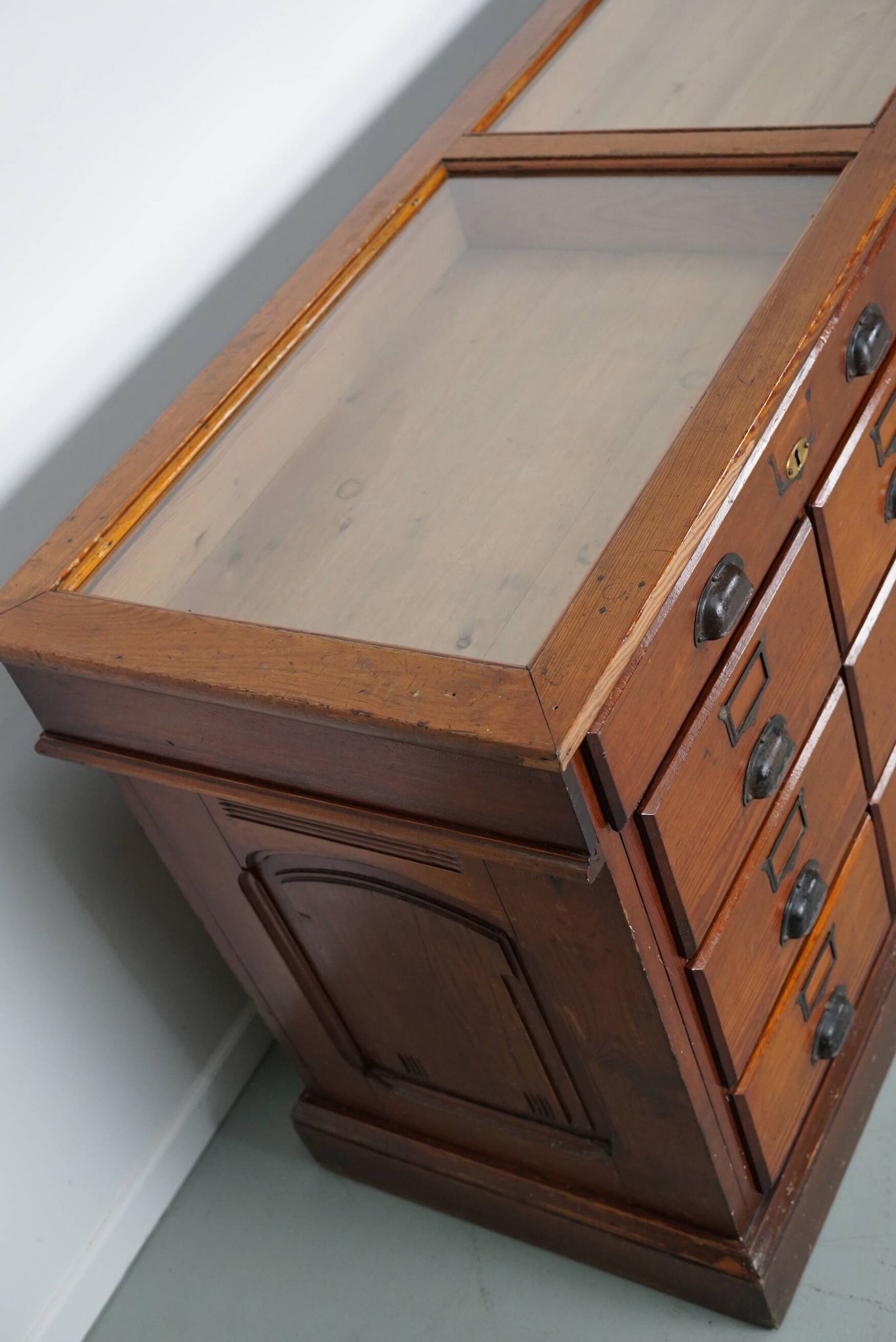 Large Pitch Pine Jewelry Counter/Cabinet, Paris, France, 1930s