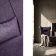 Vintage Mid-Century Scandinavian Modern Oak & Purple Fabric High Back Wing