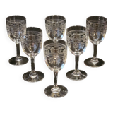 6 anciens verres a pied a porto en cristal de baccarat gravé
