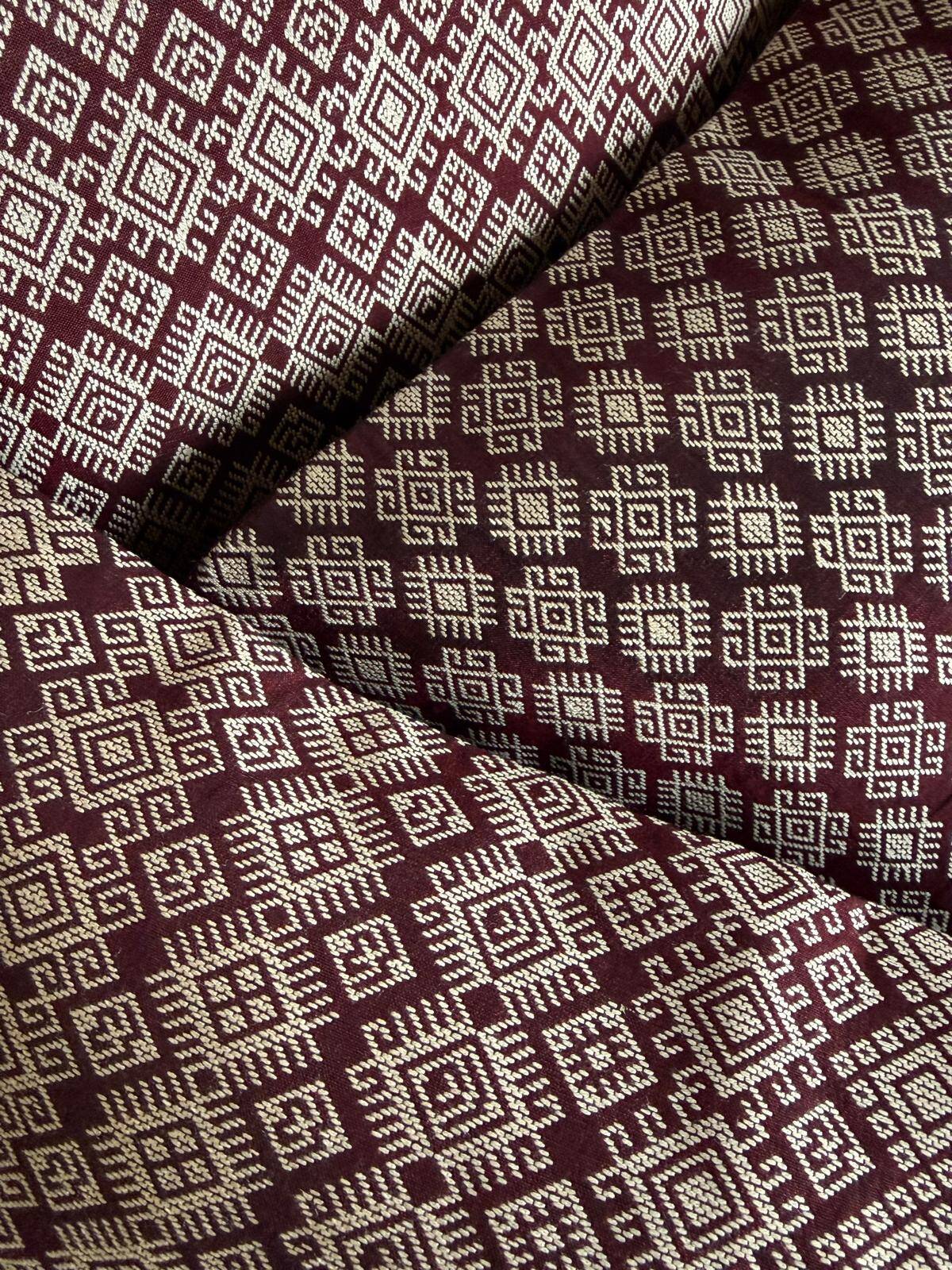 Burgundy and beige Kachin cushion cover (RIDA)