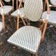 Set of 8 terrace chairs "bistro" in natural rattan beige braiding.
