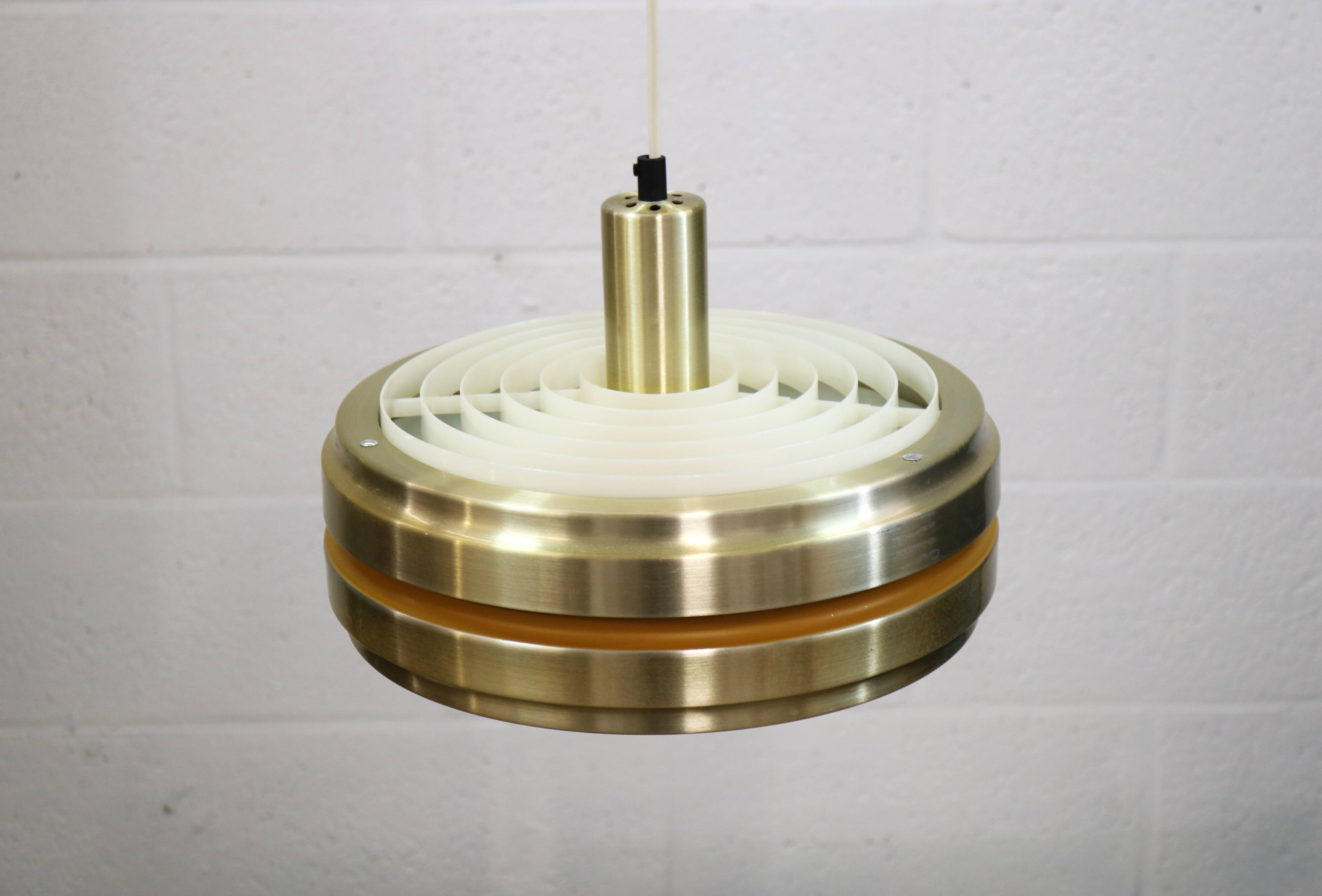 Golden vintage brass lamp: 1970s Scandinavian Mid-Century Modern