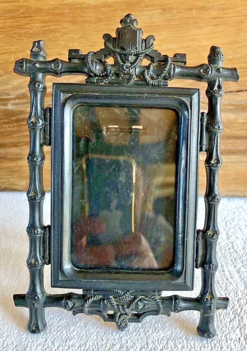 Old Napoleon III photo frame blackened hardened wood