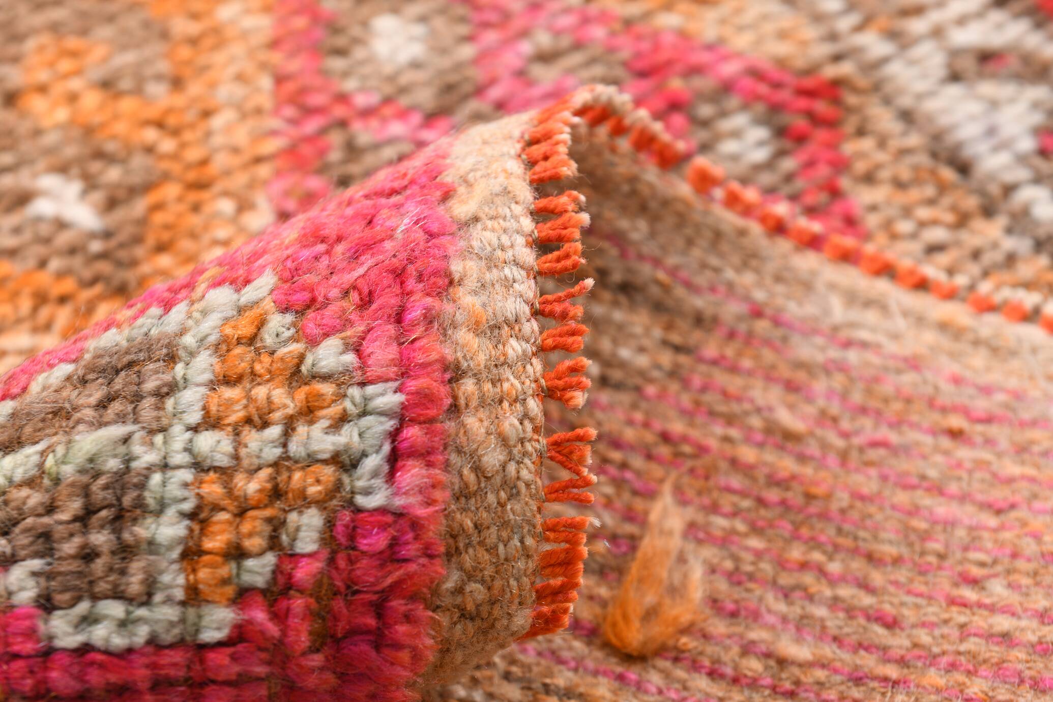Red & Brown Geometric Vintage Runner Rug, 93x290Cm
