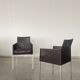 Pair of Karl-Friedrich Förster Leather and Rattan Chairs Germany 1990s