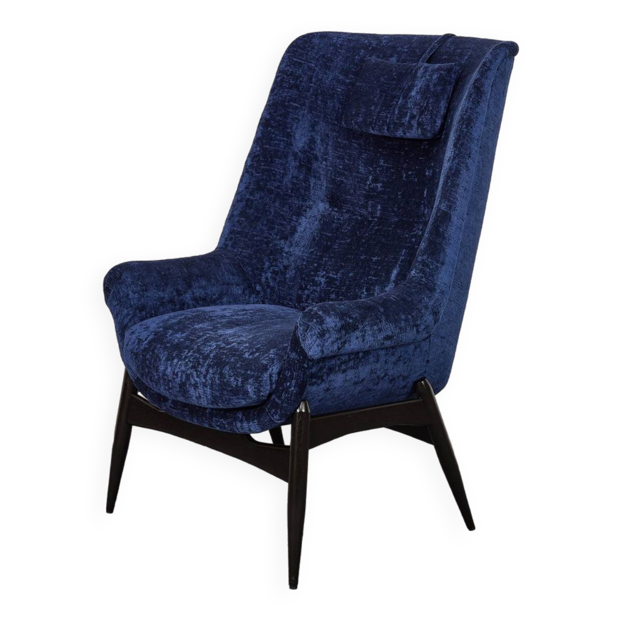 Fauteuil vintage en velours du milieu du siècle par Júlia Gaubek, années 1960, Hongrie