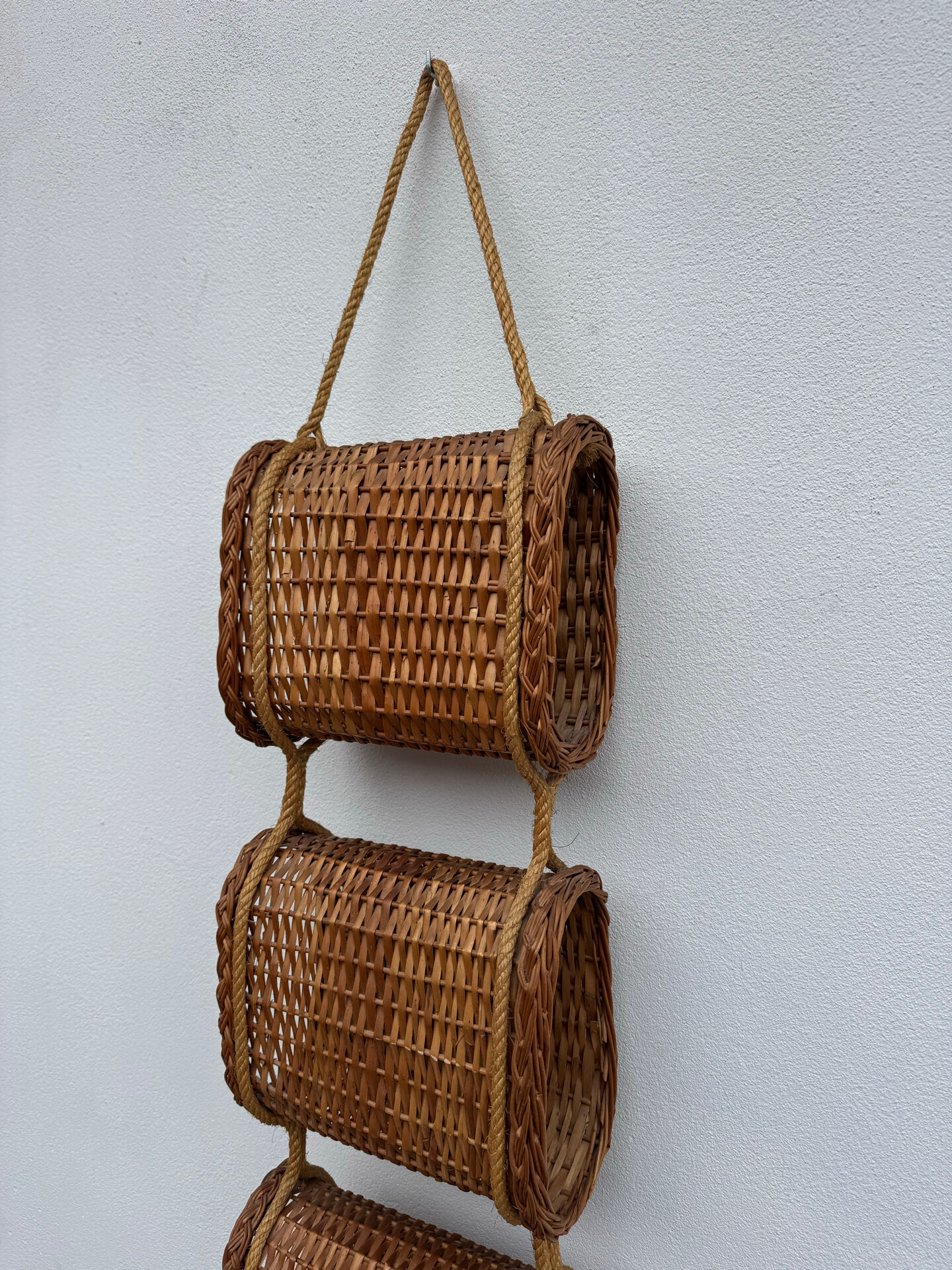 Suspended wicker rattan servant from the 1960s.