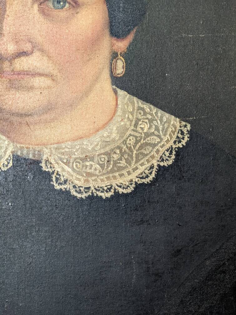 Antique painting vintage portrait bohemian countryside decoration oil on canvas