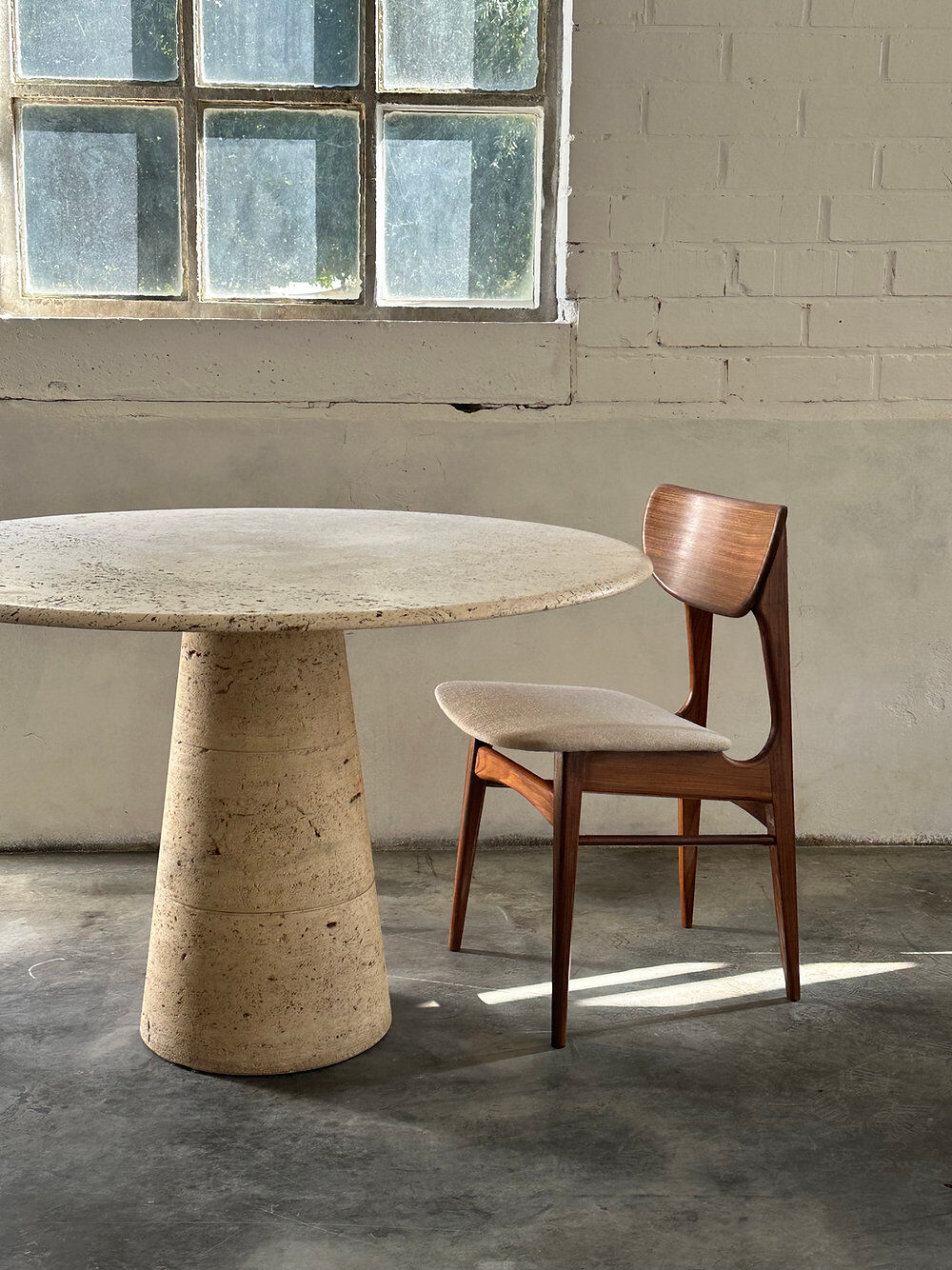 Dining table in travertine Up & Up, Italy, 1970s