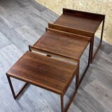 60s 70s teak nesting tables side tables Illum Wikkelsø for CFC Silkeborg
