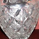 Bohemian crystal baluster vase - richly carved decoration engraved with clover