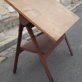 Drawing table wood and vintage metal