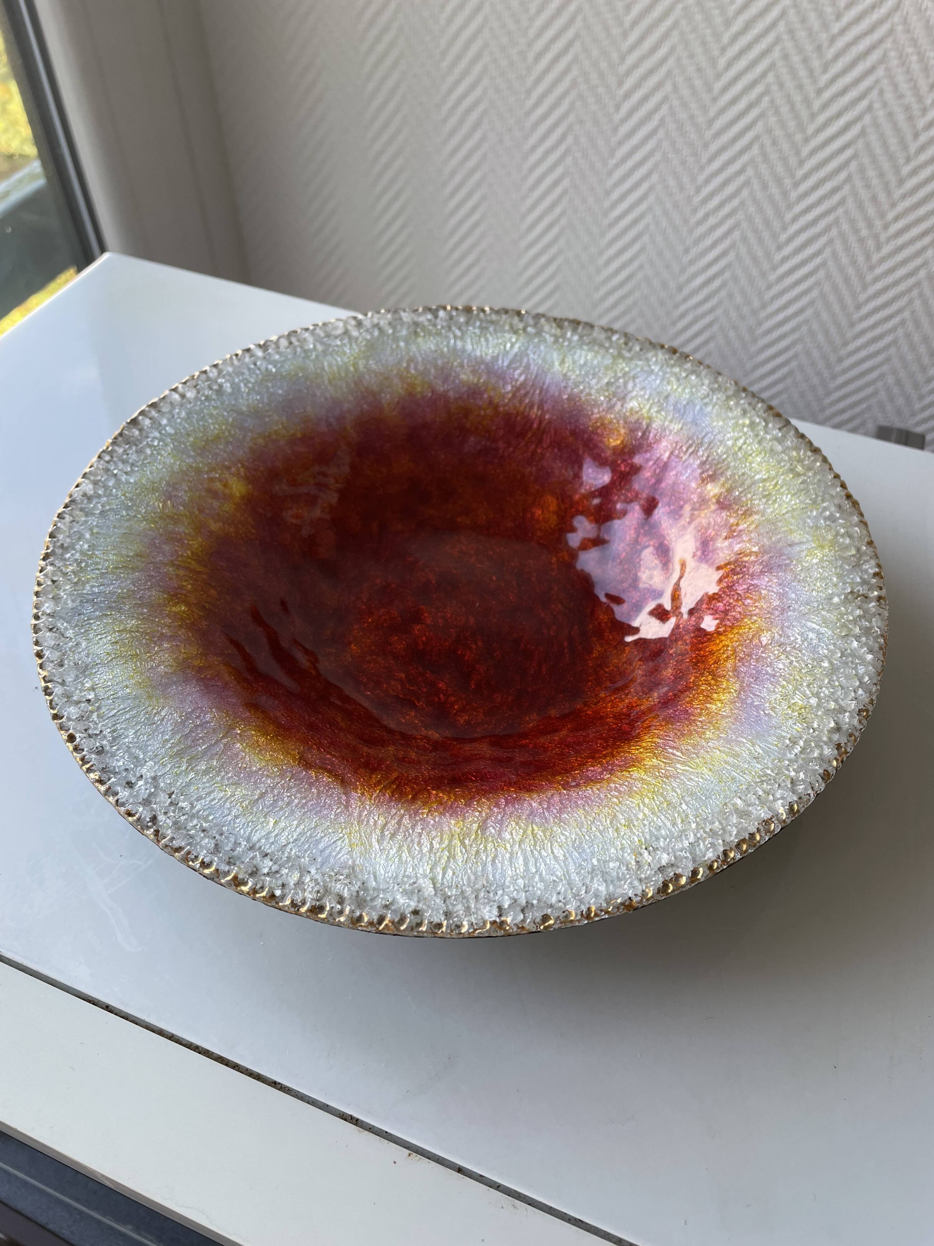 Art enamel coupe from Limoges signed Duban and Christel.