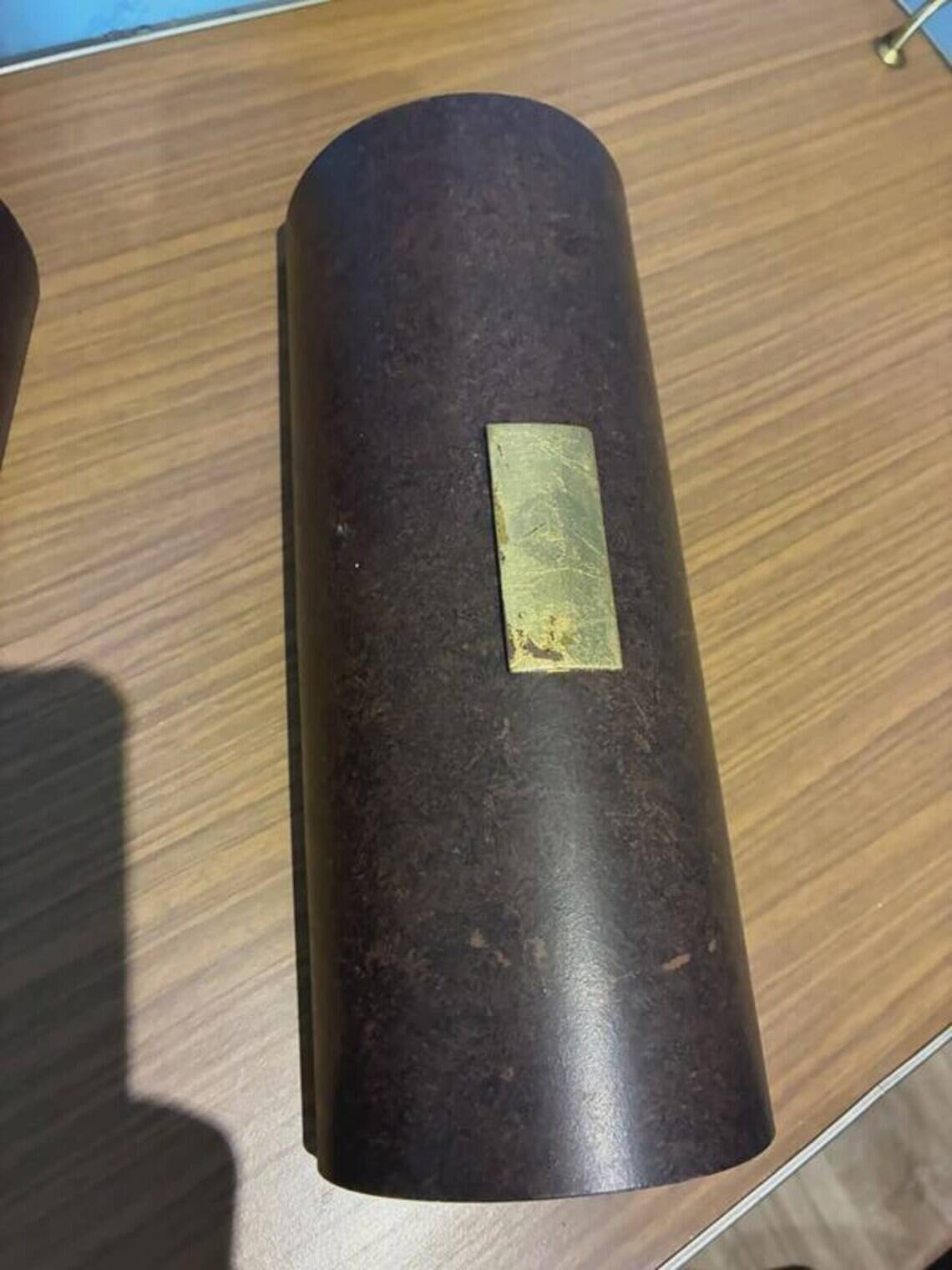 Pair of Menzel Leuchten cylindrical wall lights, brass details, 1990s
