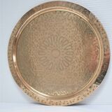 Solid brass tray signed oriental vintage