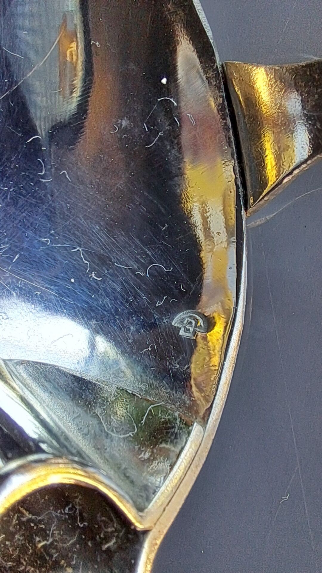Old sauce spoon, fat and lean, Boulenger, silver-plated metal.