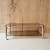 Glass and chrome metal table