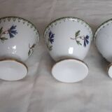 Set of three egg cups, barbel pattern decorations