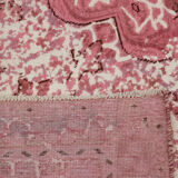 Handmade oriental unique 1980s pink wool carpet