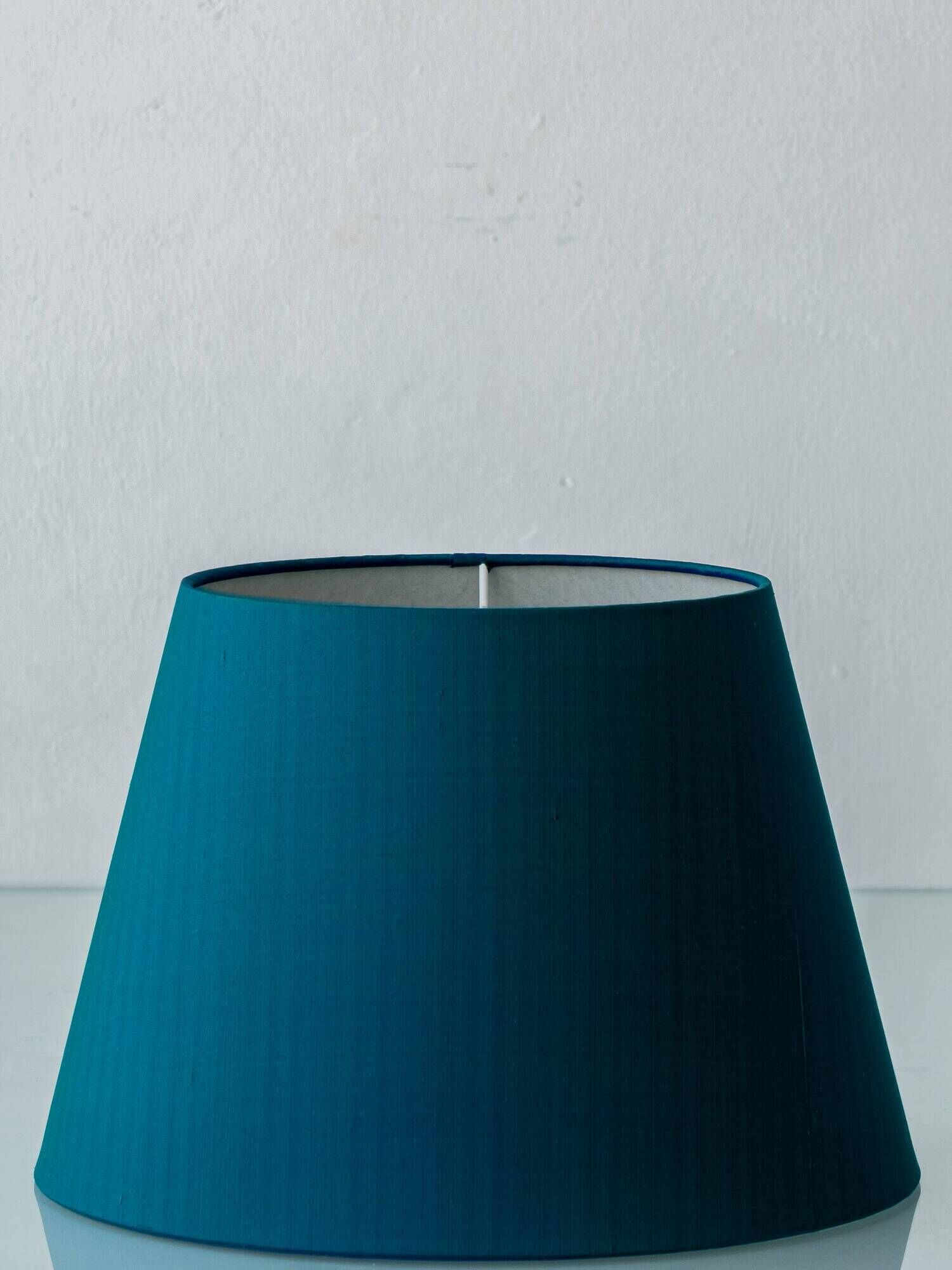 Vintage Royal Delft Ceramic Table Lamp, Rare Teal Delvert Glaze, New Lampshade