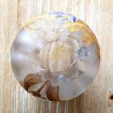 Ball vase with polylobe neck in acid-cleared frosted glass Montjoye