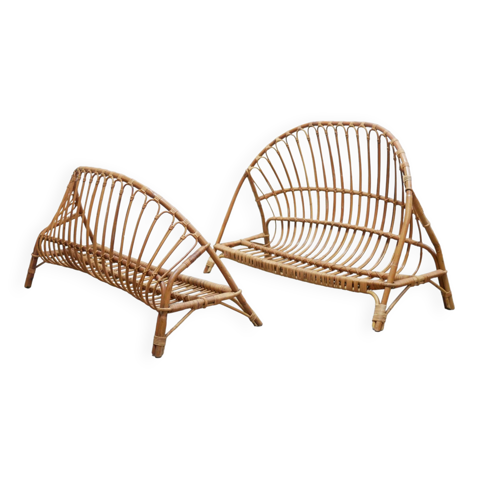 Vintage rattan basket bed 120cm x 190cm