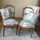 Pair of antique bedroom chairs sitting fabric
