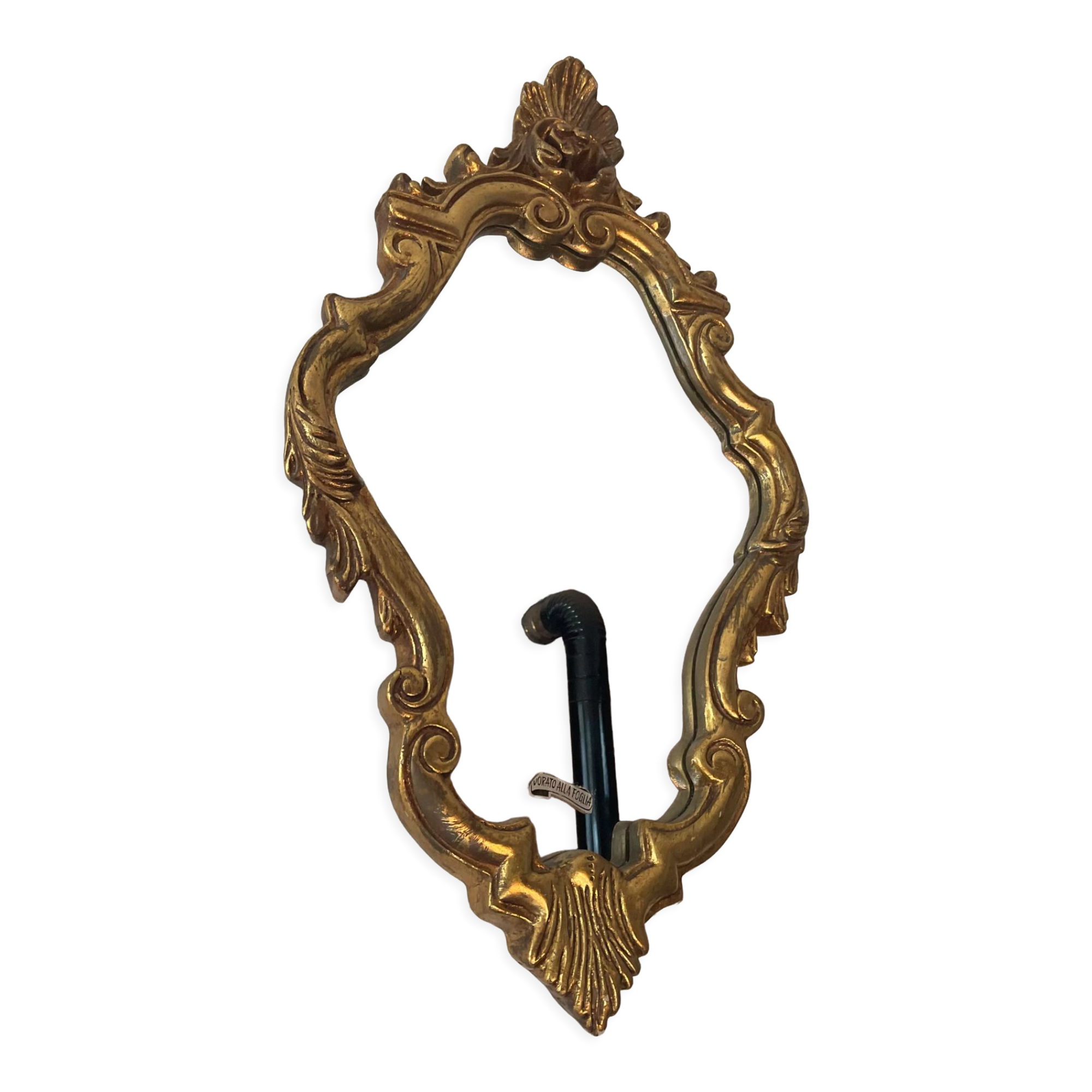 Old italian mirror in gilded plaster with leaf