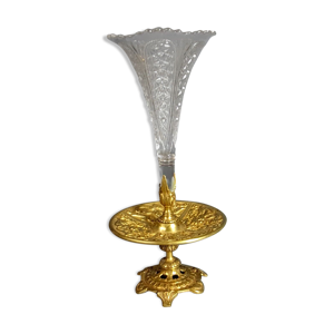 Ancien vase cornet verre diamanté