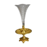 Ancien vase cornet verre diamanté et bronze doré