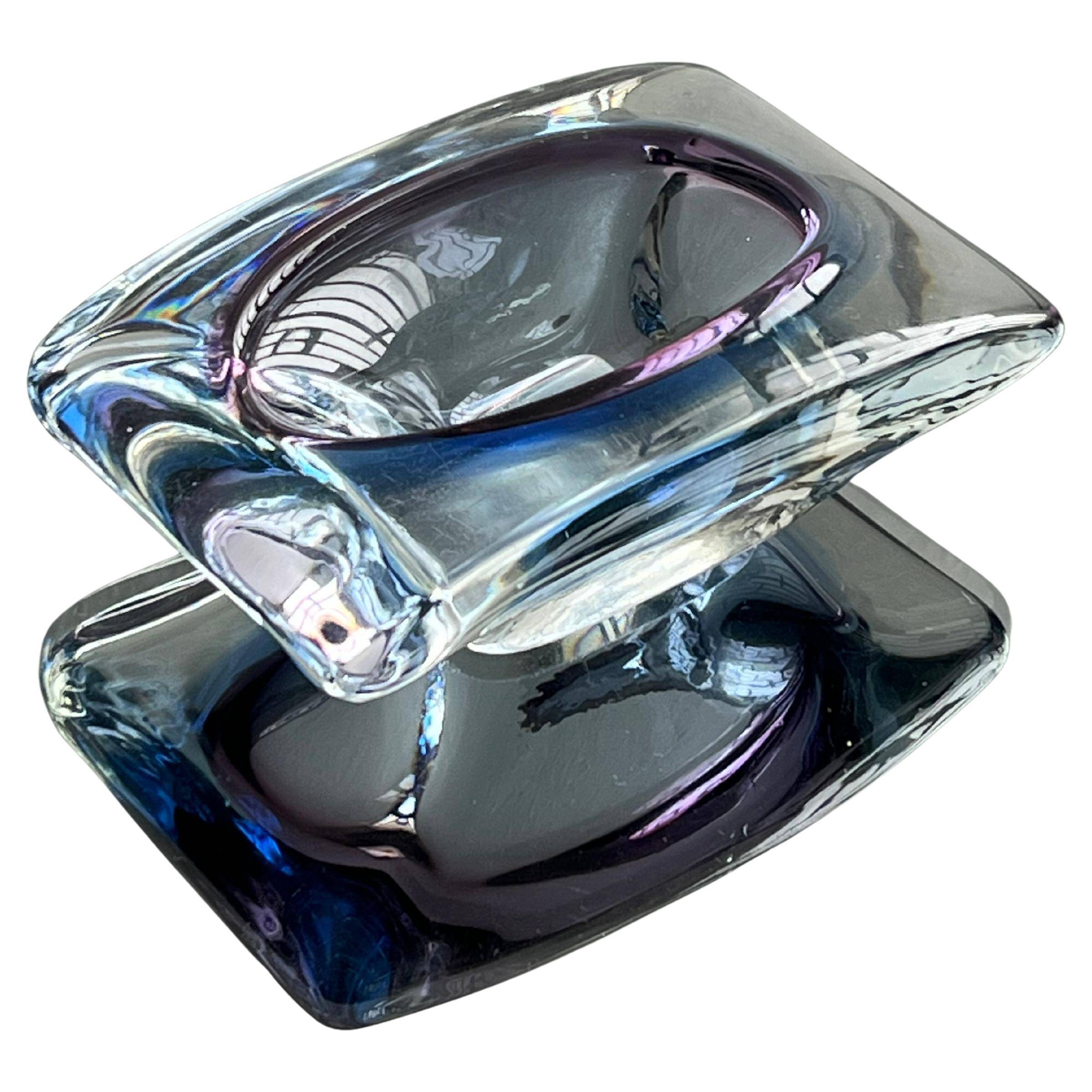 Vide-poche vintage en Murano violet et bleu, années 60