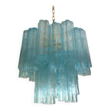 Lustre en verre de murano bleu clair « tronchi » d50