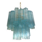 Light blue “tronchi” murano glass chandelier d50