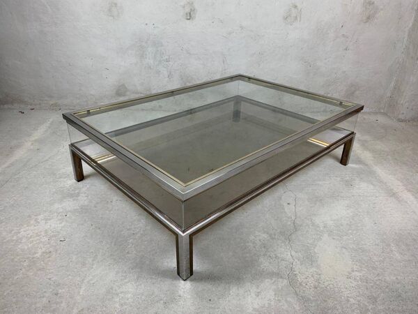 Table basse à plateau coulissant par Belgochrom, 1970s