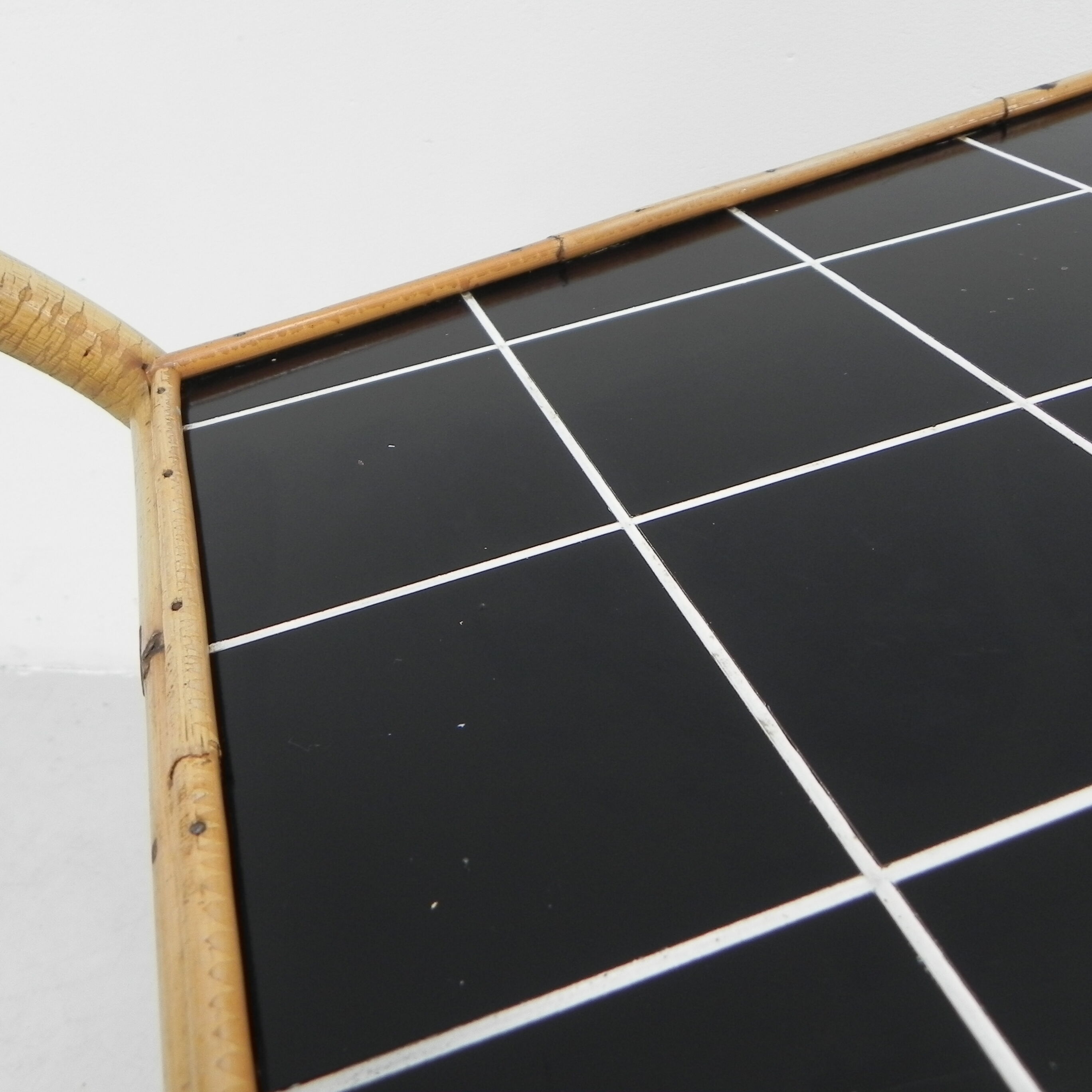 Bamboo serving trolley on castors